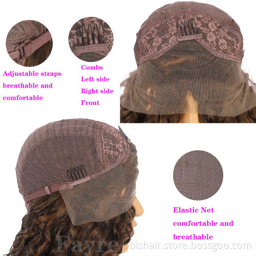 Low price lace front wig synthetic lace front wig long curly hair cheap wate wave curly women's daily party cosplay curly brown